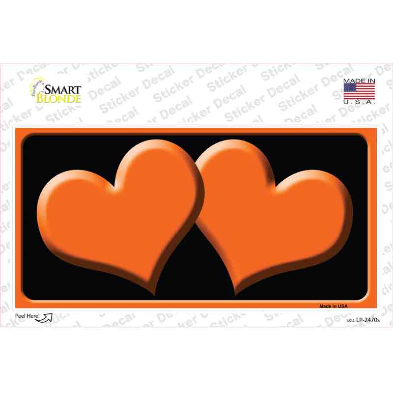 Solid Orange Centered Hearts Black Novelty Sticker Decal