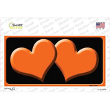 Solid Orange Centered Hearts Black Novelty Sticker Decal