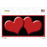 Solid Red Centered Hearts Black Novelty Sticker Decal