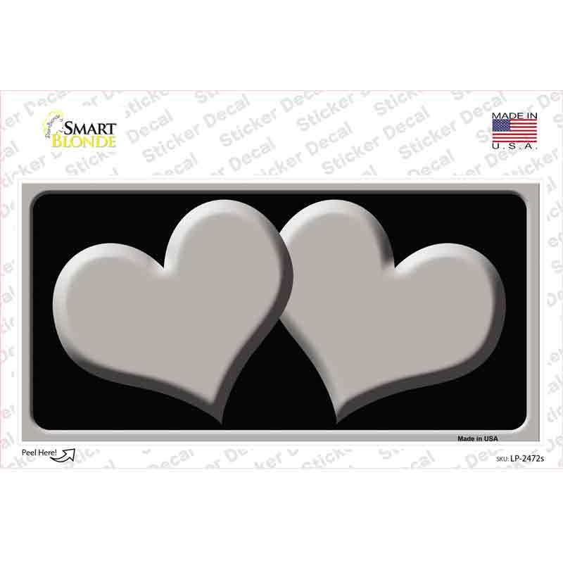 Solid Grey Centered Hearts Black Novelty Sticker Decal