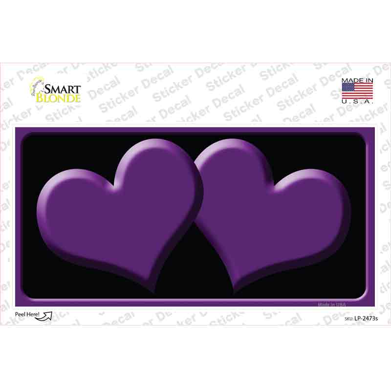 Solid Purple Centered Hearts Black Novelty Sticker Decal