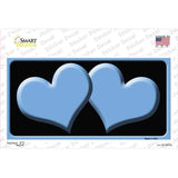 Solid Light Blue Centered Hearts Black Novelty Sticker Decal