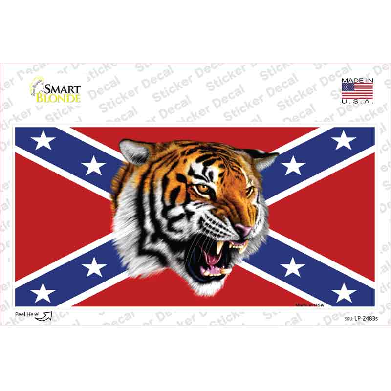 Confederate Flag Tiger Novelty Sticker Decal