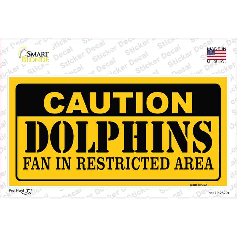 Caution Dolphins Novelty Sticker Decal