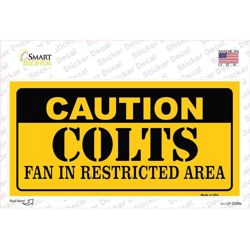 Caution Colts Novelty Sticker Decal