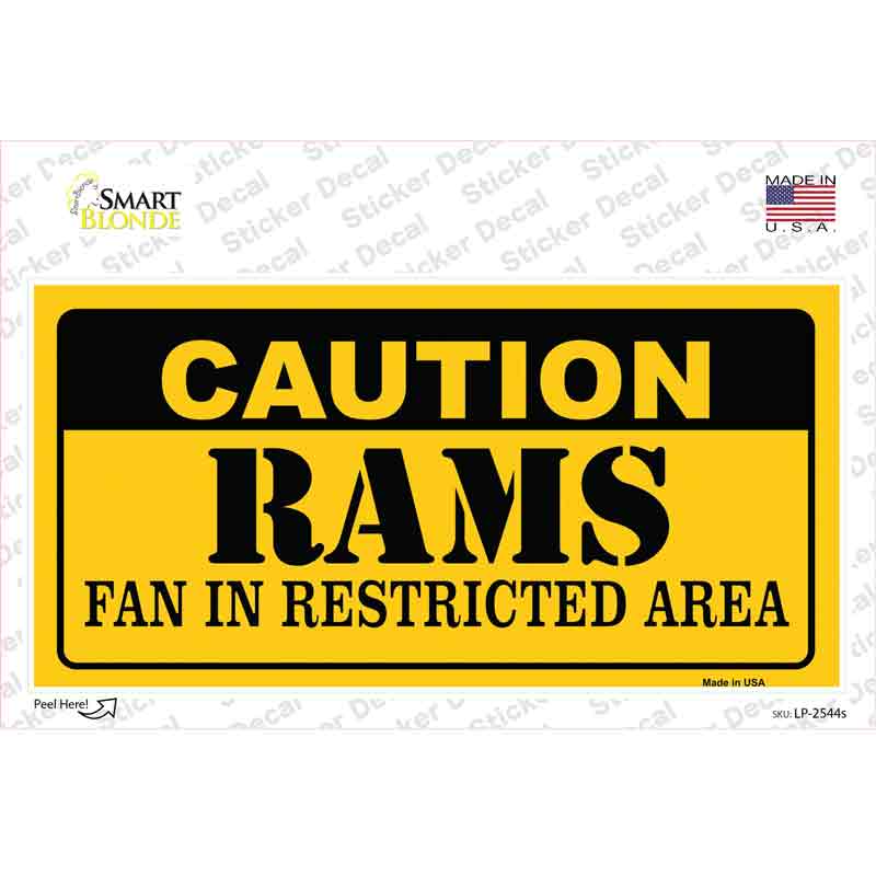 Caution Rams Novelty Sticker Decal