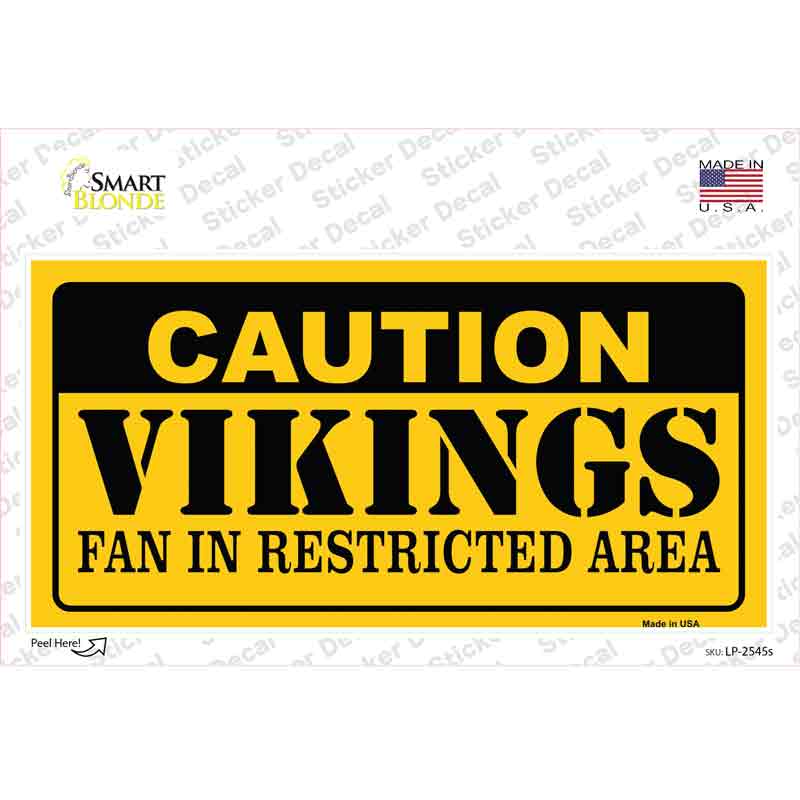 Caution Vikings Novelty Sticker Decal