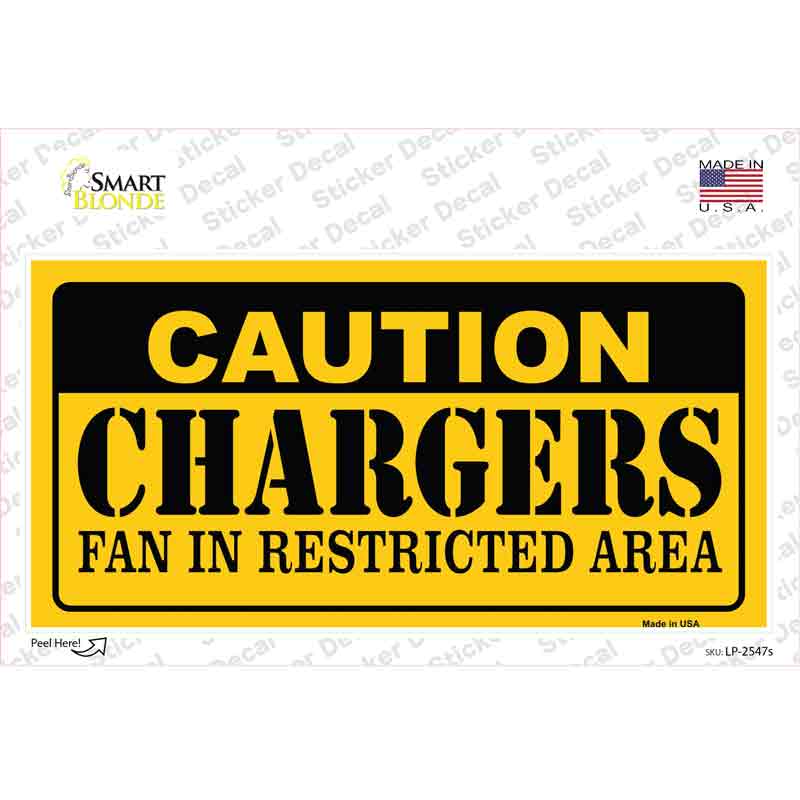 Caution Chargers Novelty Sticker Decal