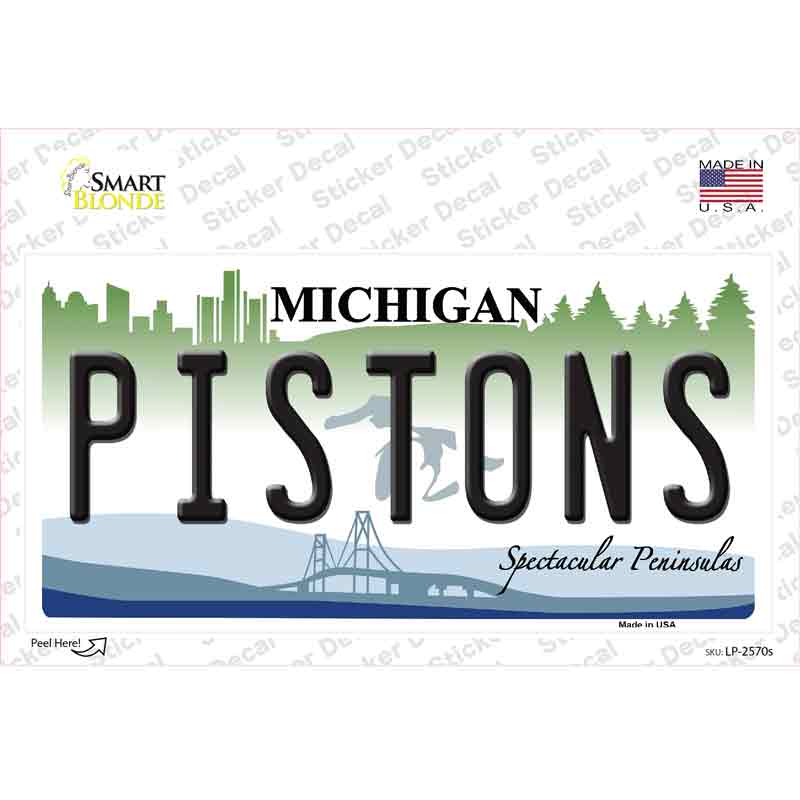 Pistons Michigan State Novelty Sticker Decal