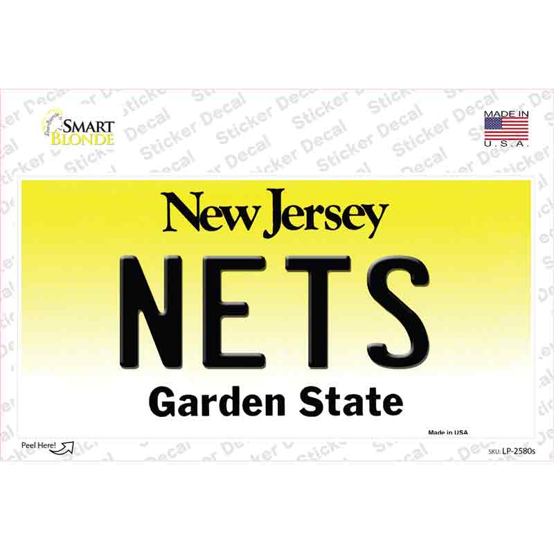 Nets New Jersey State Novelty Sticker Decal