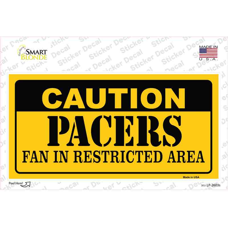 Caution Pacers Novelty Sticker Decal