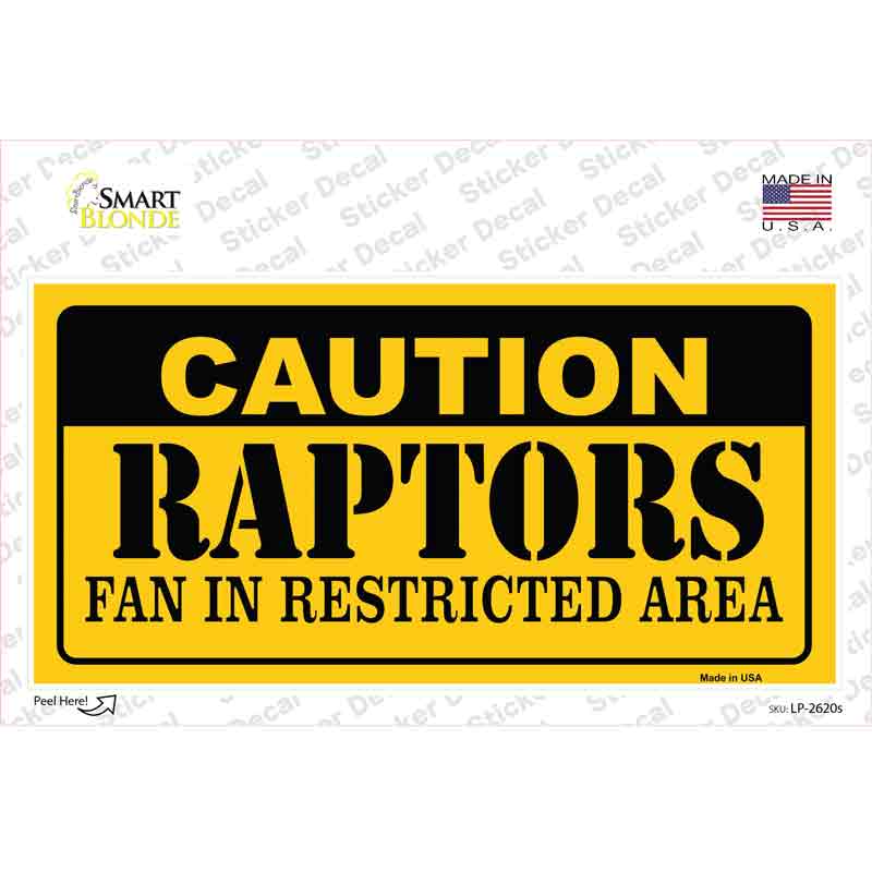 Caution Raptors Fan Novelty Sticker Decal