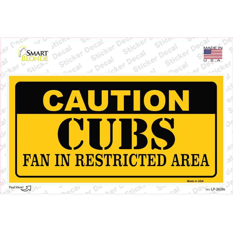 Caution Cubs Fan Novelty Sticker Decal
