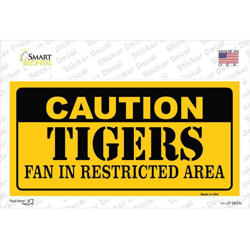 Caution Tigers Fan Novelty Sticker Decal