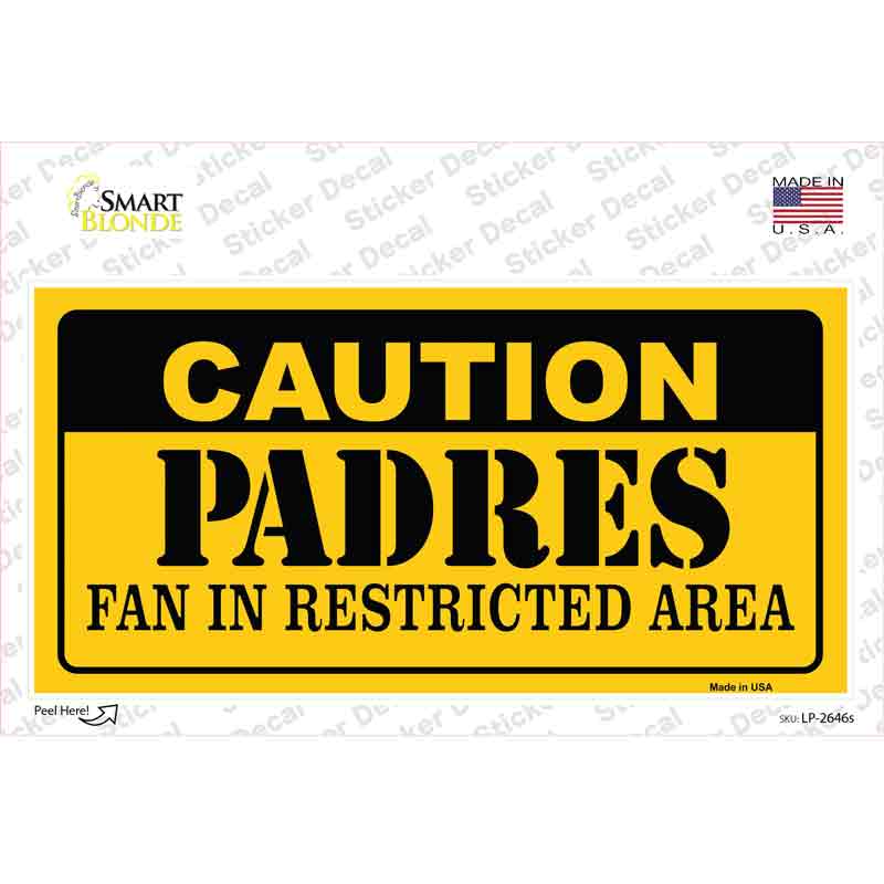 Caution Padres Fan Novelty Sticker Decal