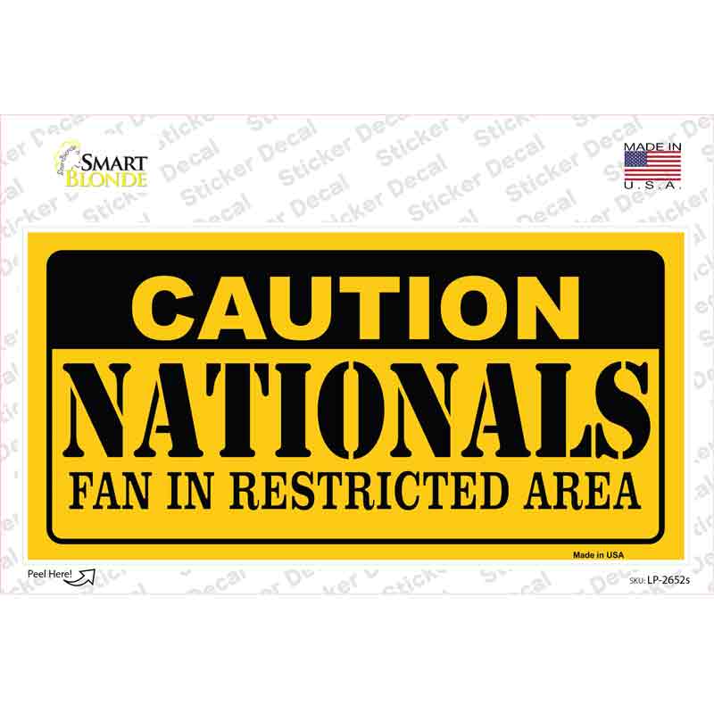 Caution Nationals Fan Novelty Sticker Decal