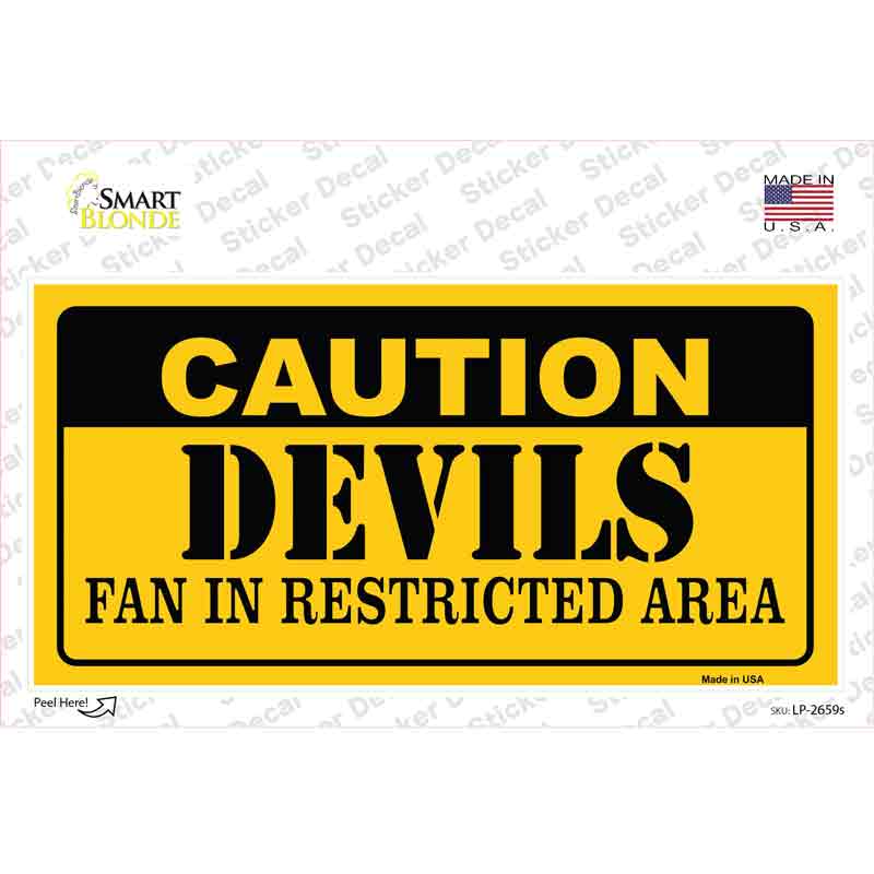 Caution Devils Novelty Sticker Decal