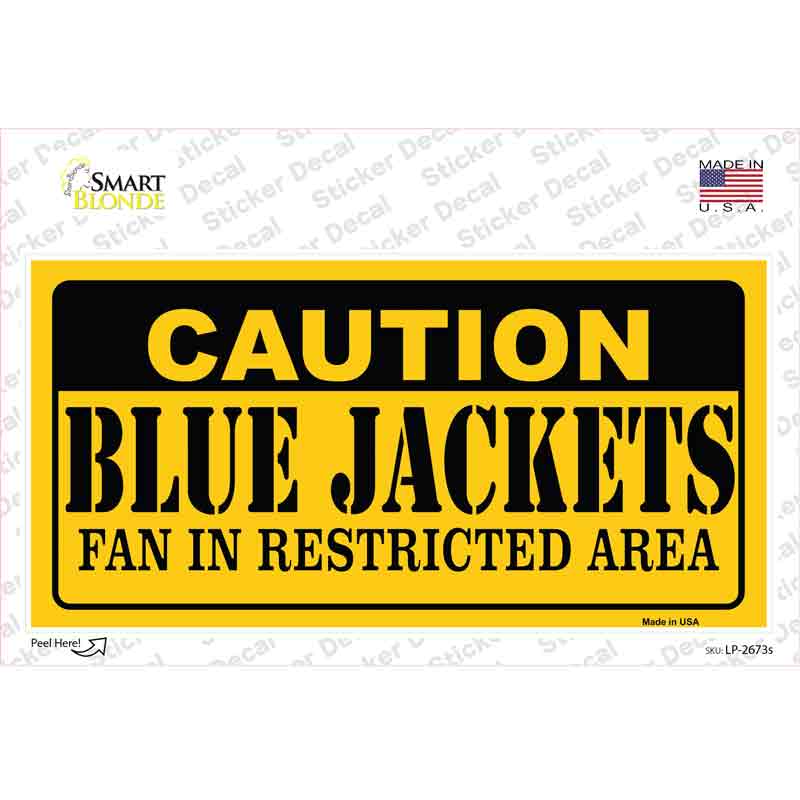 Caution Blue Jackets Novelty Sticker Decal