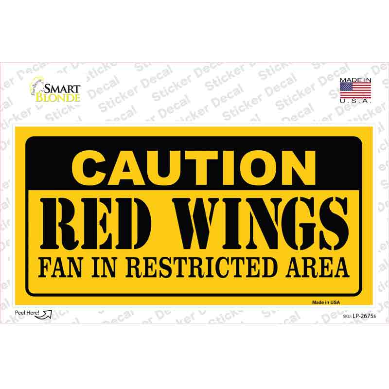 Caution Red Wings Novelty Sticker Decal