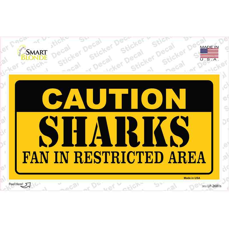 Caution Sharks Novelty Sticker Decal