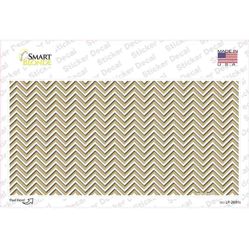 Gold White Chevron Novelty Sticker Decal