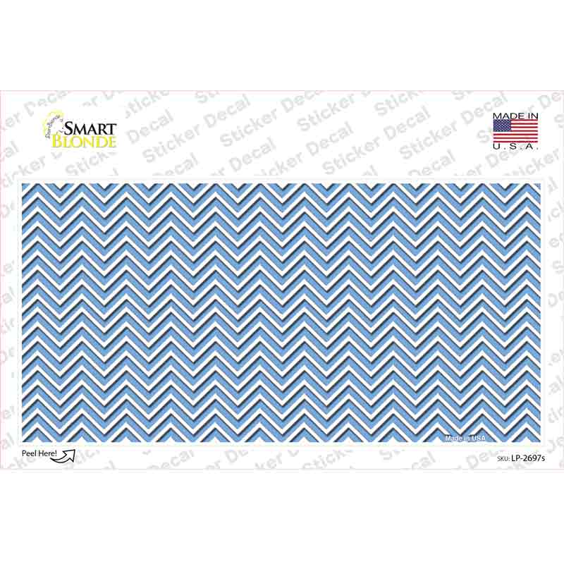 Light Blue White Chevron Novelty Sticker Decal