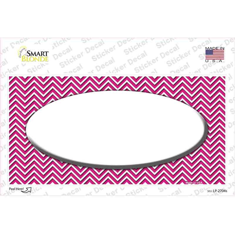 Pink White Chevon White Center Oval Novelty Sticker Decal