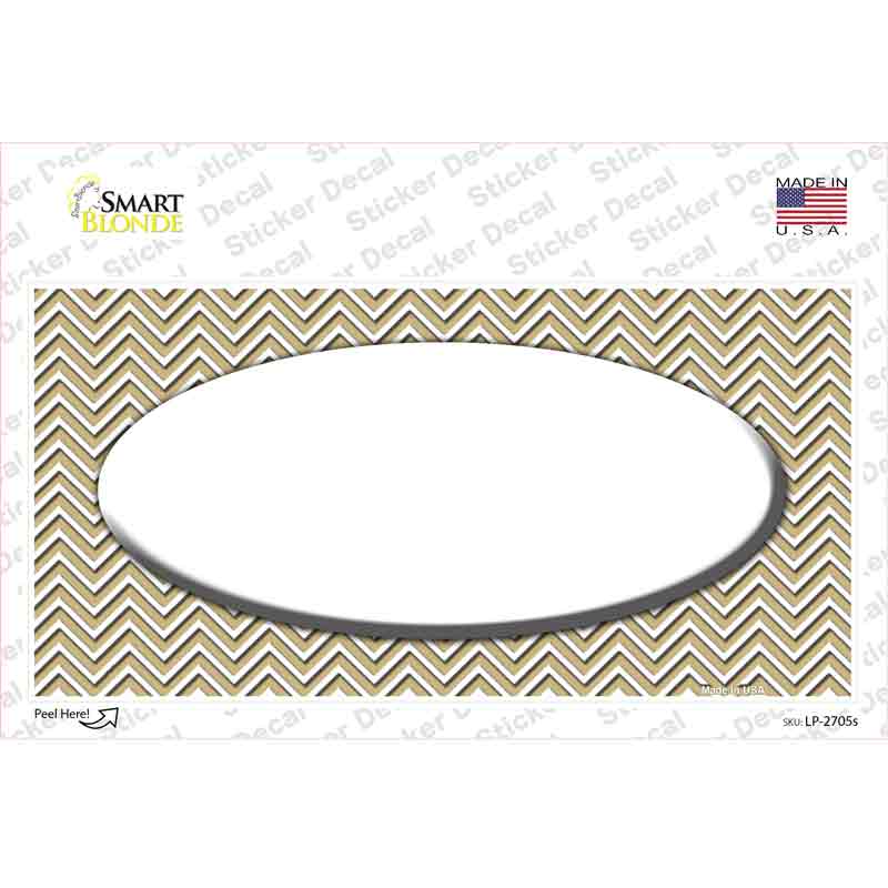 Gold White Chevon White Center Oval Novelty Sticker Decal