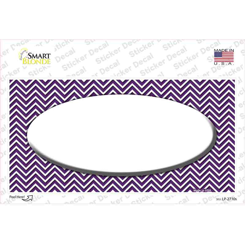 Purple White Chevon White Center Oval Novelty Sticker Decal