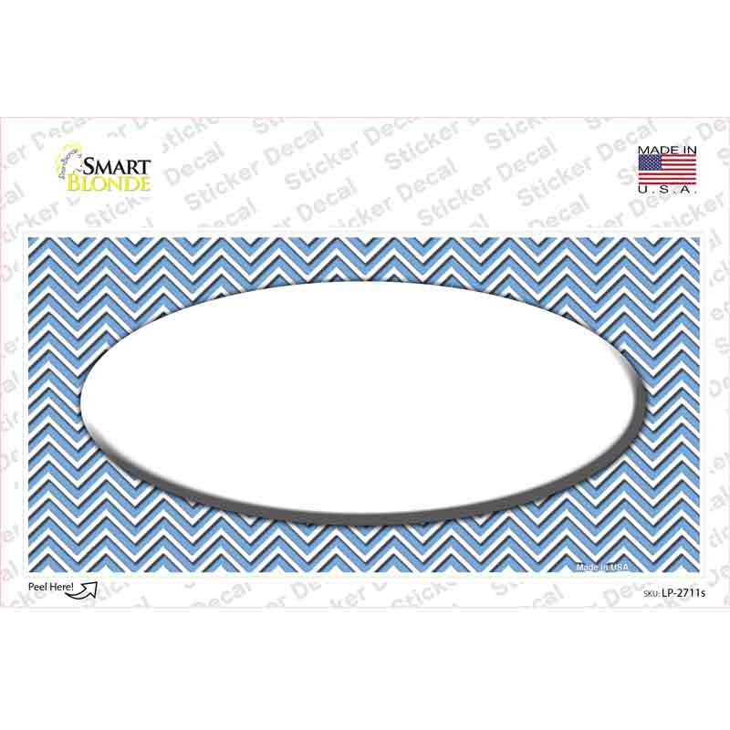 Light Blue White Chevon White Center Oval Novelty Sticker Decal