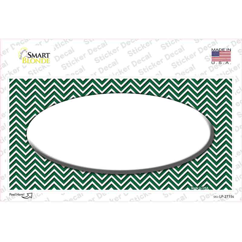Green White Chevon White Center Oval Novelty Sticker Decal