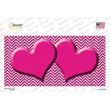 Pink White Chevron Pink Center Hearts Novelty Sticker Decal