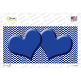 Blue White Chevron Blue Center Hearts Novelty Sticker Decal