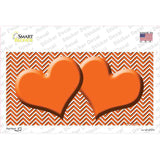Orange White Chevron Orange Center Hearts Novelty Sticker Decal