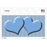 Light Blue White Chevron Light Blue Center Hearts Novelty Sticker Decal