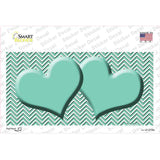 Mint White Chevron Mint Center Hearts Novelty Sticker Decal