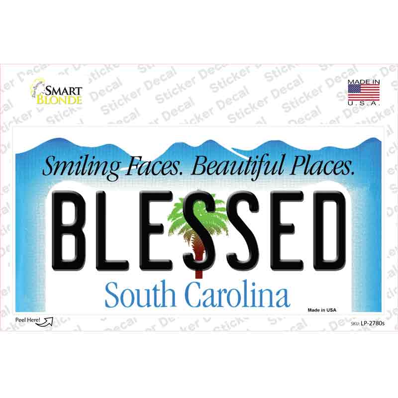 Blessed South Carolina Background Novelty Sticker Decal