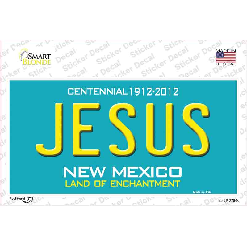 Jesus New Mexico Teal Novelty Sticker Decal