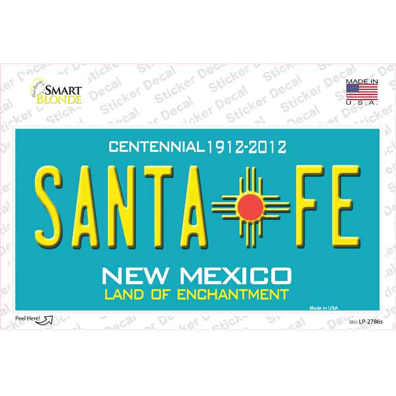 Santa Fe New Mexico Teal Novelty Sticker Decal