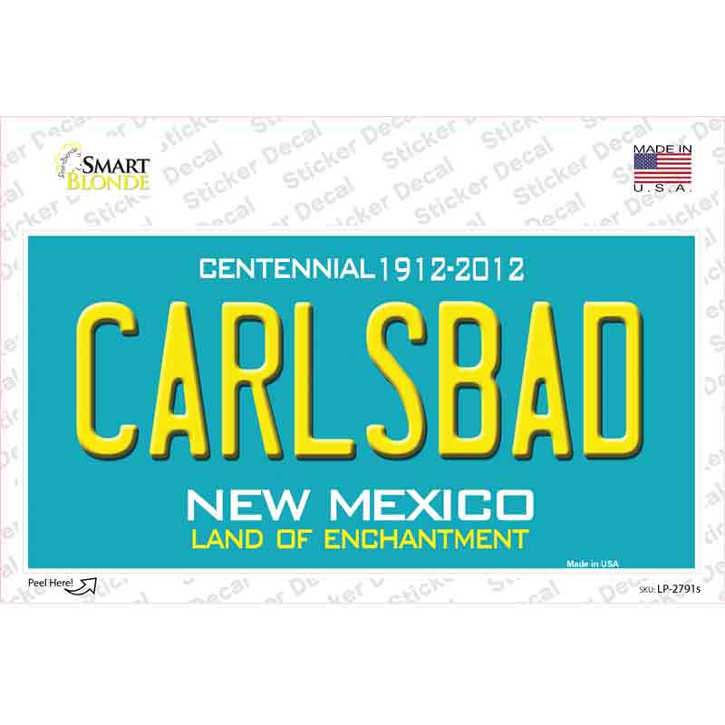 Carlsbad New Mexico Teal Novelty Sticker Decal