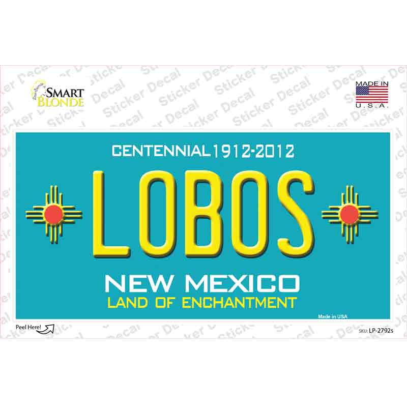 Lobos New Mexico Teal Novelty Sticker Decal