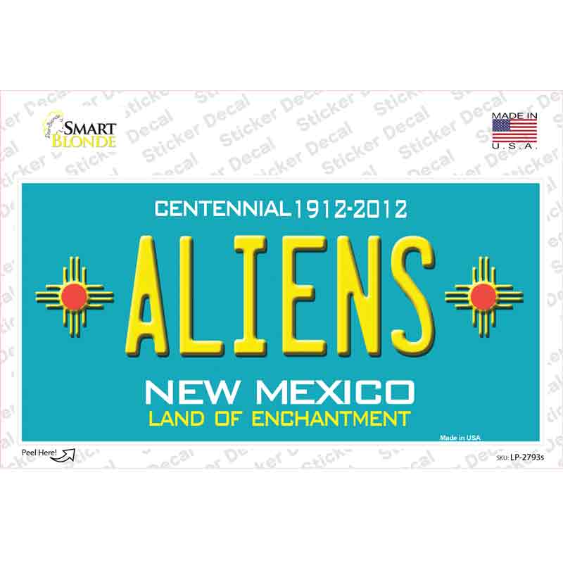 Aliens New Mexico Teal Novelty Sticker Decal
