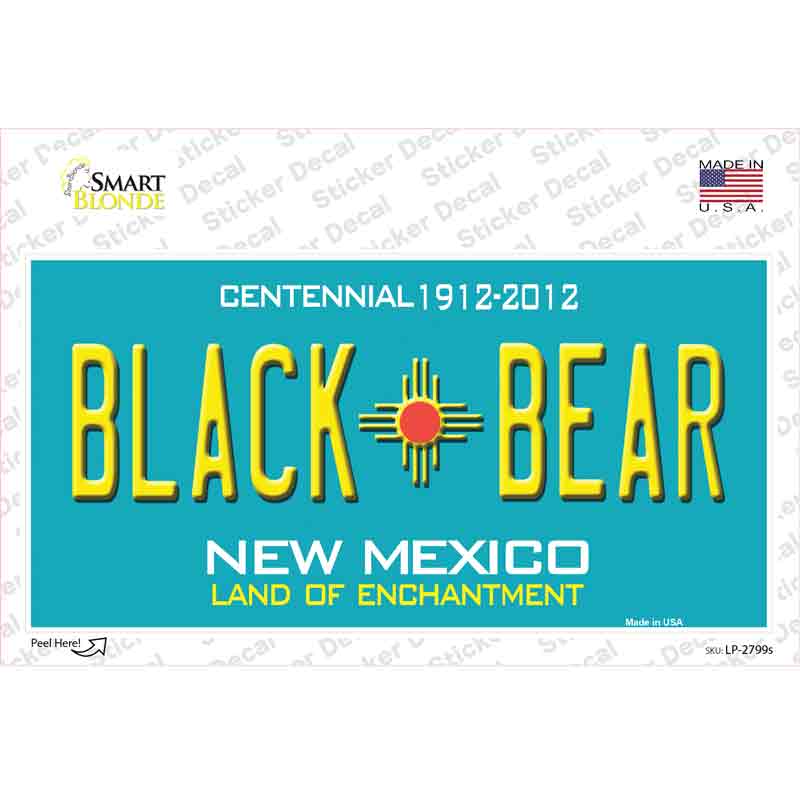 Black Bear New Mexico Teal Novelty Sticker Decal