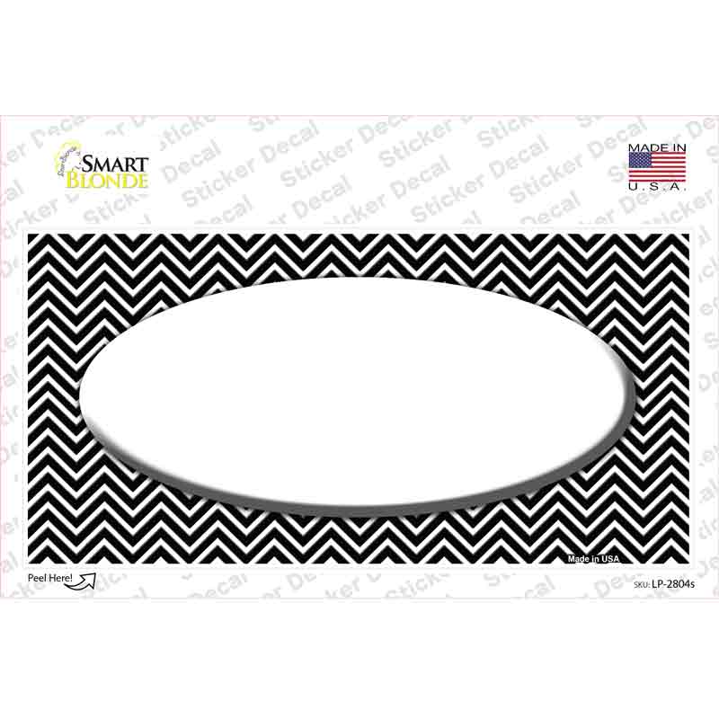 Black White Chevon Center Oval Novelty Sticker Decal