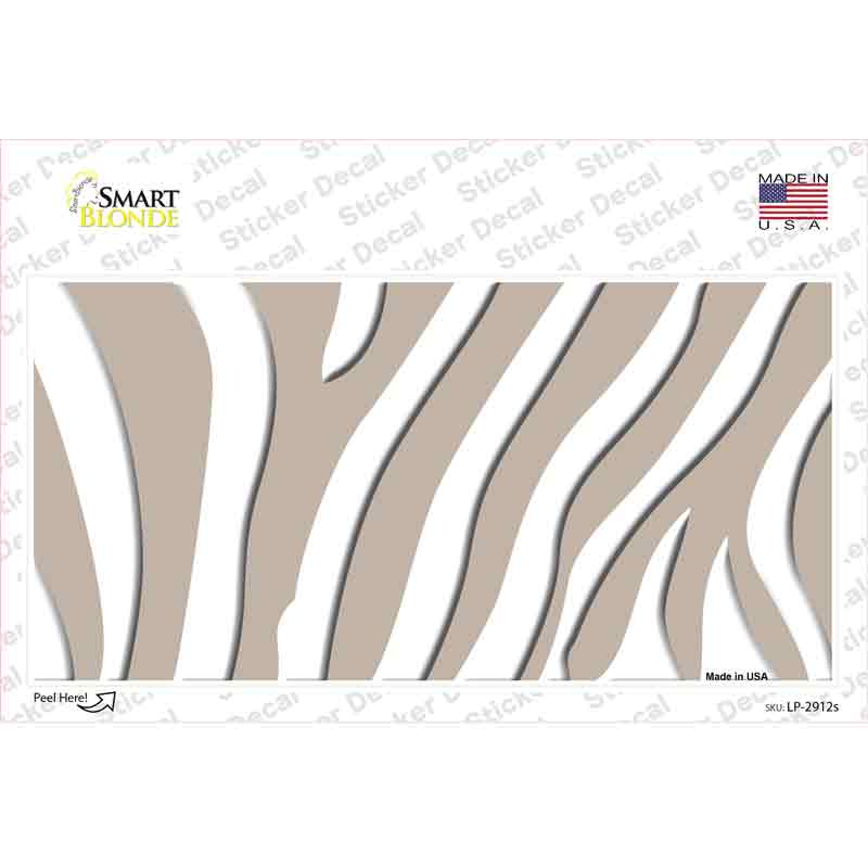 Tan White Zebra Novelty Sticker Decal