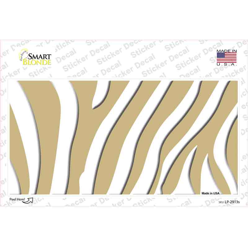 Gold White Zebra Novelty Sticker Decal