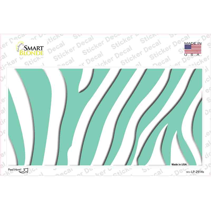 Mint White Zebra Novelty Sticker Decal