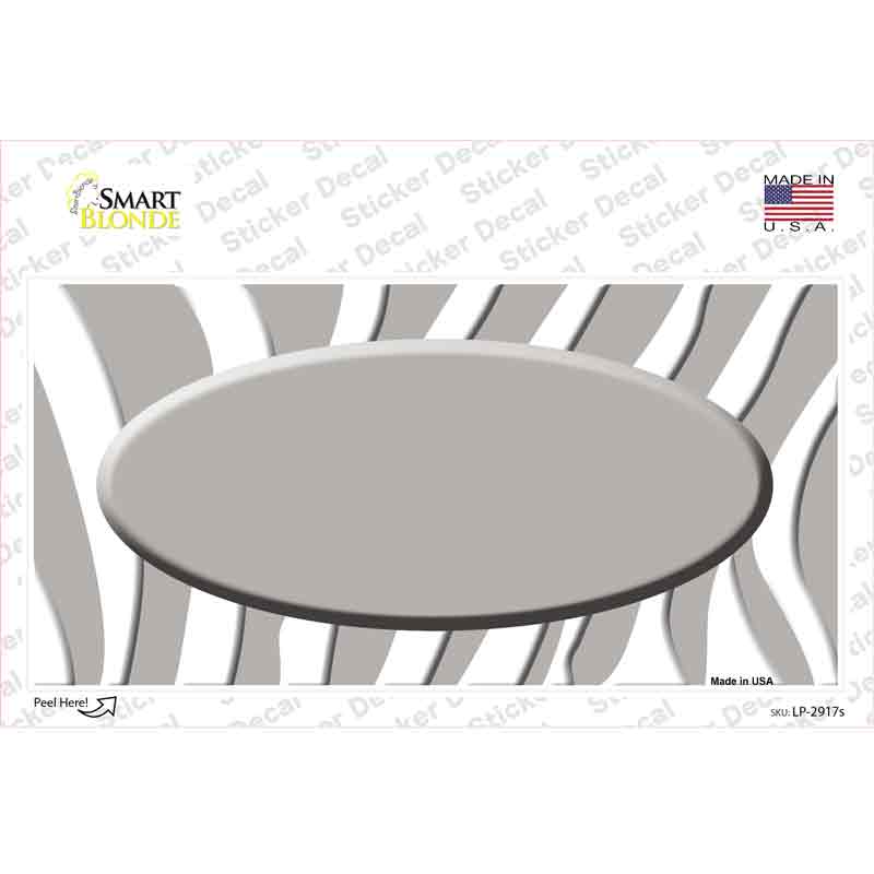 Grey White Zebra Grey Center Oval Novelty Sticker Decal