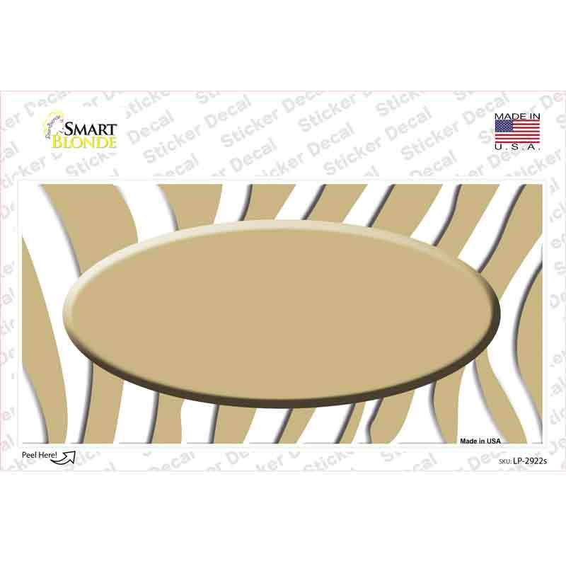 Gold White Zebra Gold Center Oval Novelty Sticker Decal