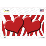 Red White Zebra Red Centered Hearts Novelty Sticker Decal